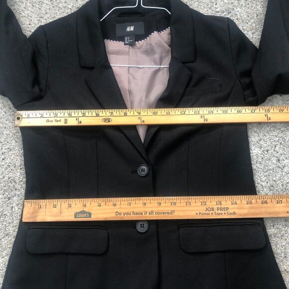 H&M Blazer Womens Extra Small 4 Black Sport Coat Suit Jacket Stretch Ladies - Picture 5 of 10